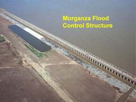 Aerial photo of the Morganza Flood Control Structure. 