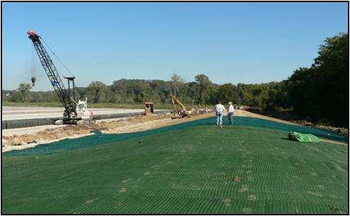 Turf work on a levee.