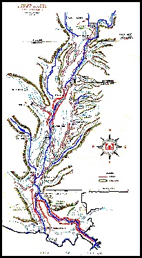 Historic map of the Mississippi River.