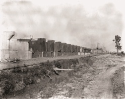 Early concrete elements of the Bonnet Carre Spillway being placed.