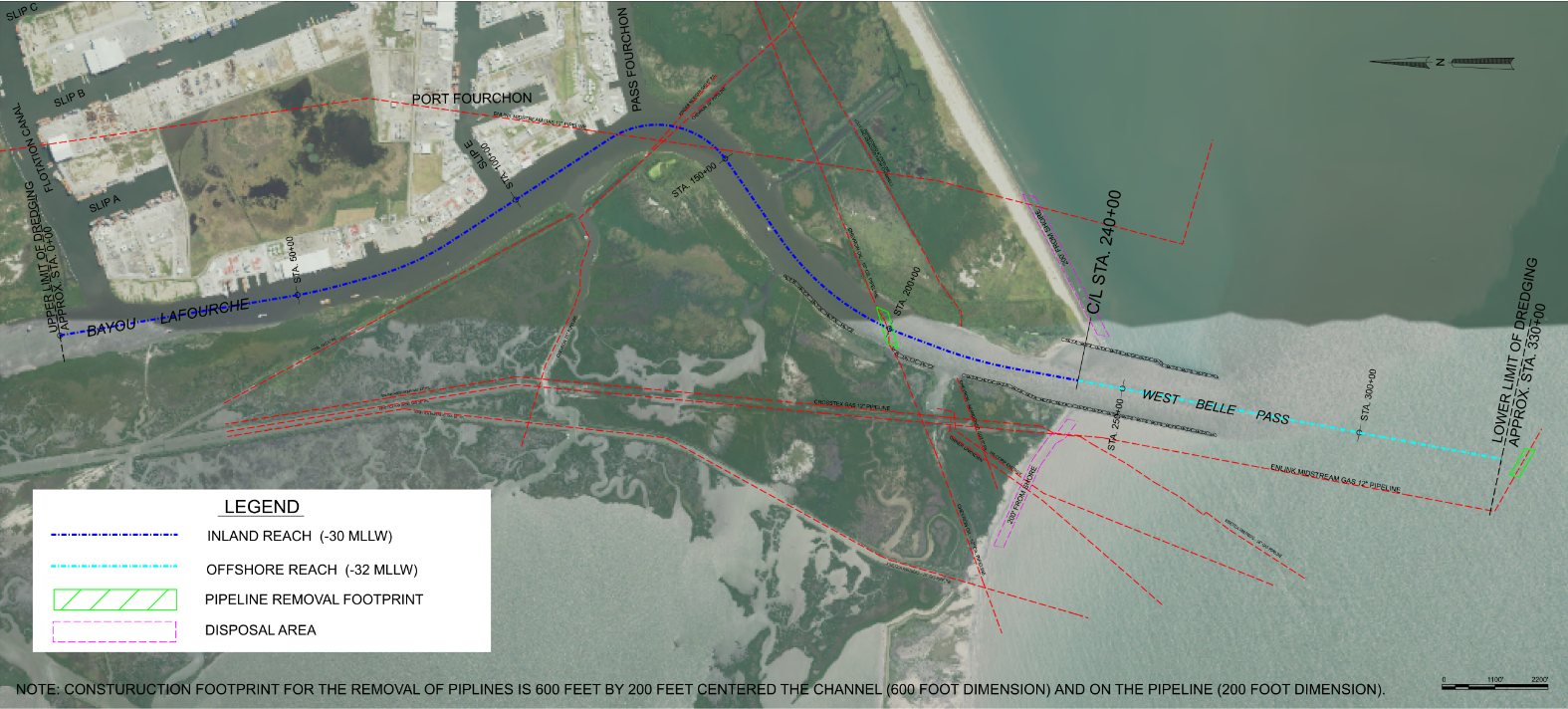 Map of the Port Fourchon proposed project. Map of the Port Fourchon proposed project.